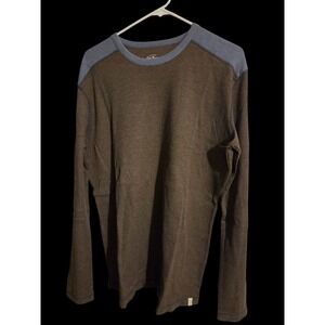 Old Ranch Thermal Waffle Knit Mens Shirt Size Large Green/Blue